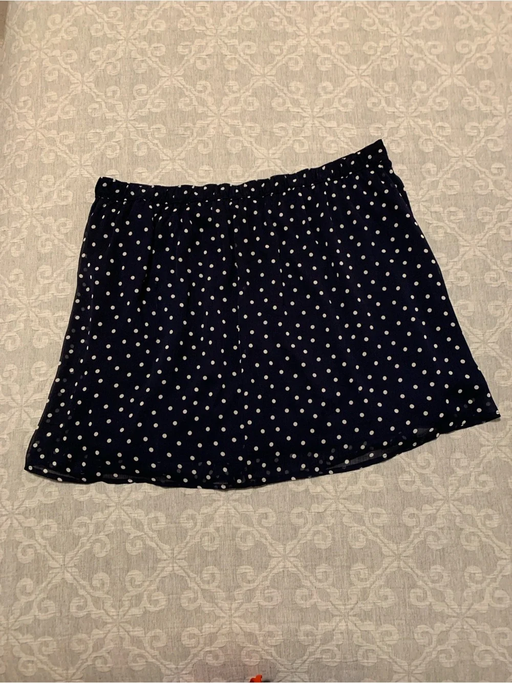 Old Navy Navy and White Polka Dot A-Line Skirt (Size XL)